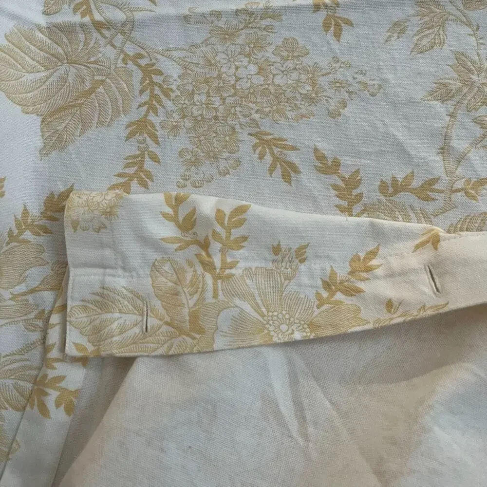Restoration Hardware Golden Yellow Shower Curtain Cotton Floral Toile Damask